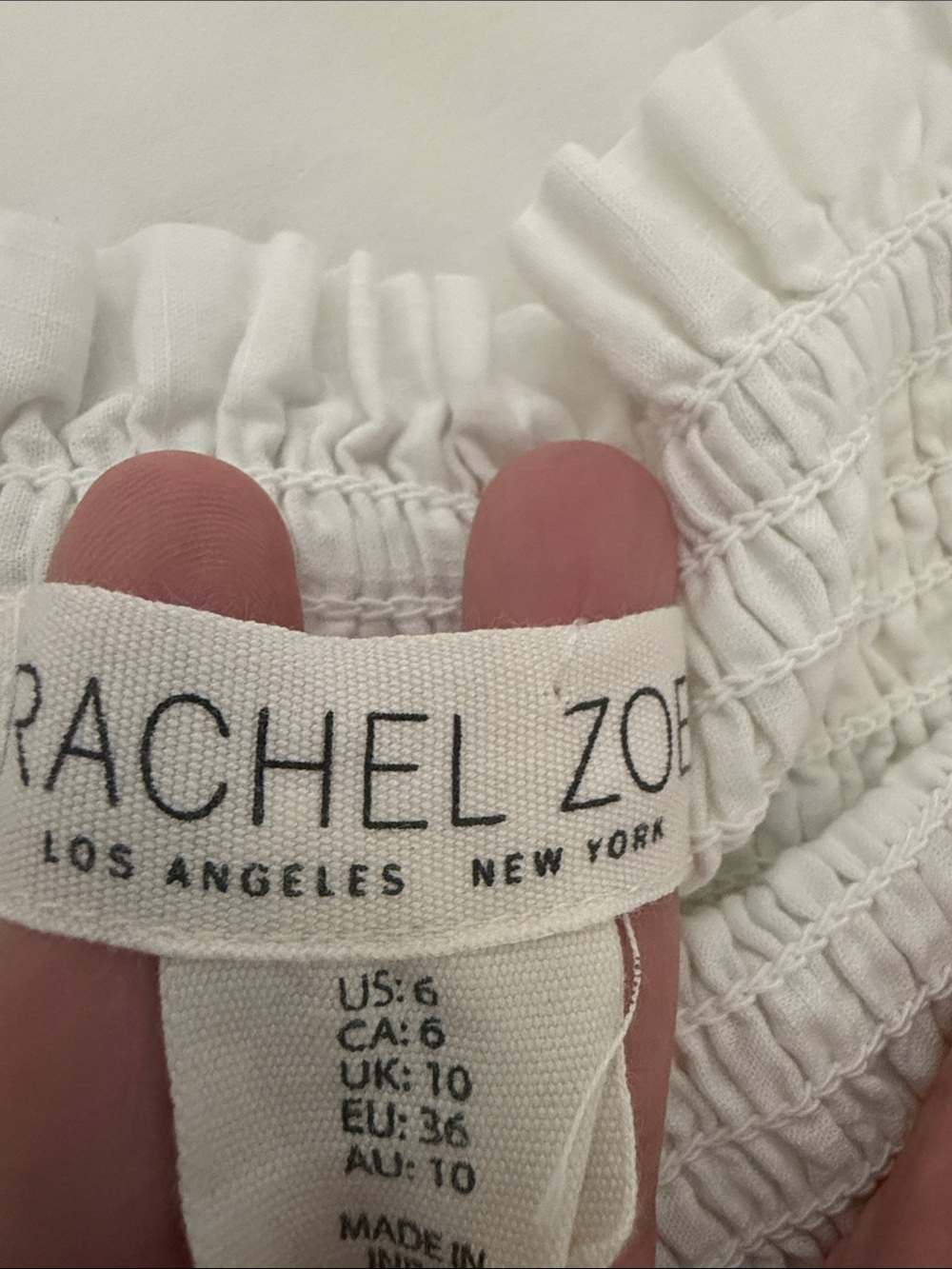 Rachel Zoe Smocked White Cotton Tiered Embroidered Boho Peasant Dress 6 - Picture 2 of 16